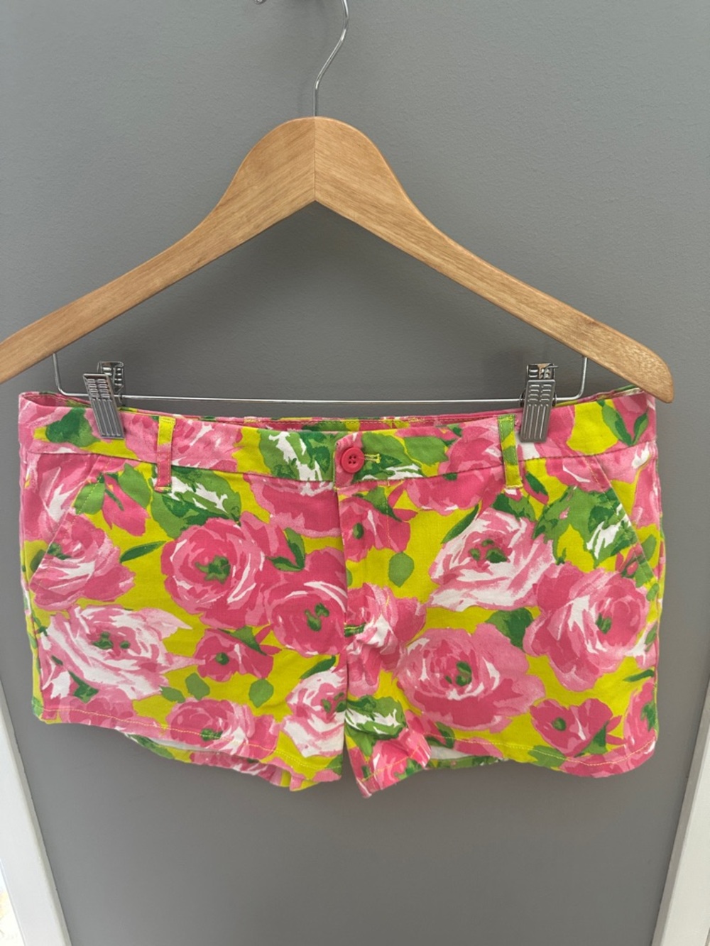 Pink and Green Floral Print Shorts - Size 11